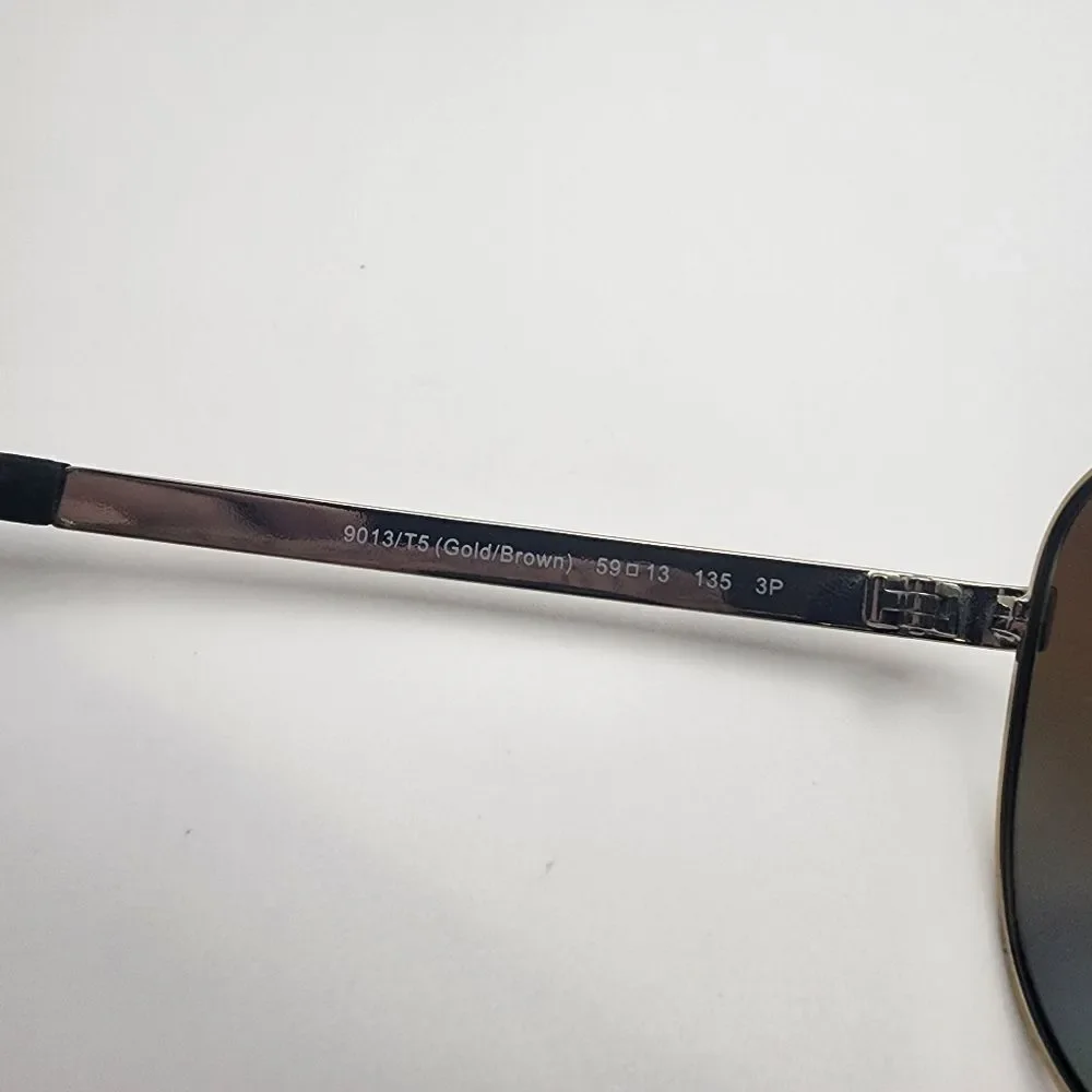Coach Stefanie Gold & Brown Aviator Polarized Sunglasses